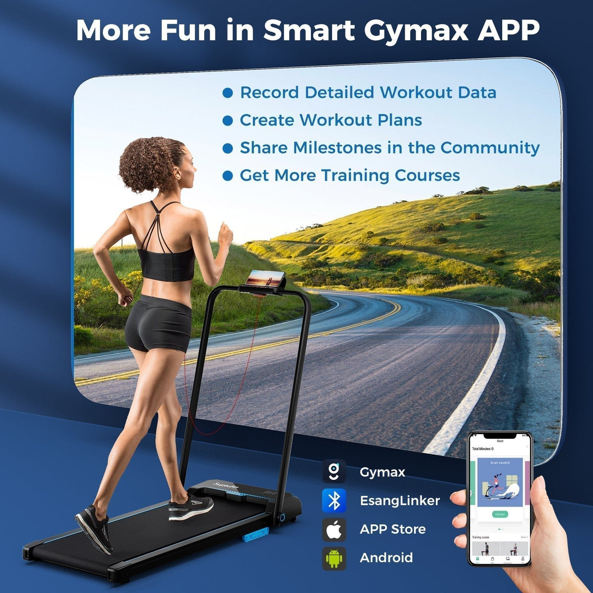 Goplus 3 in 1 Folding Treadmill, 2.5HP 340 LBS Capacity Walking Pad with Handle Bar - Prioka
