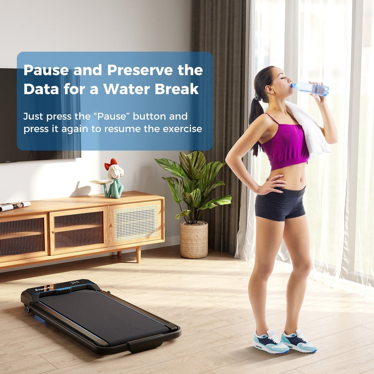 Goplus 3 in 1 Folding Treadmill, 2.5HP 340 LBS Capacity Walking Pad with Handle Bar - Prioka