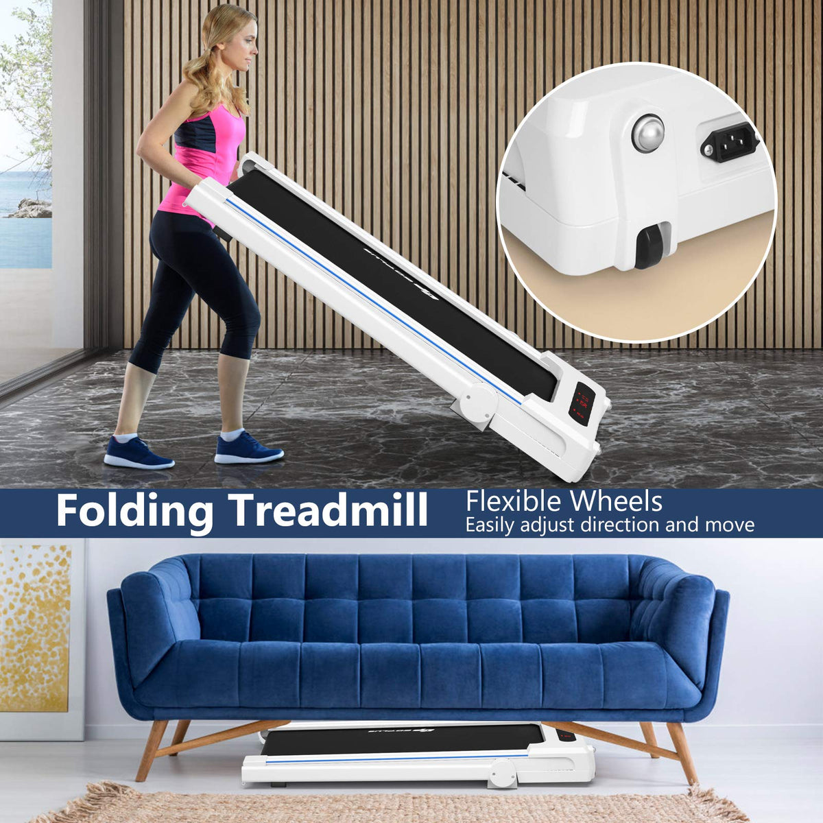 Goplus 3 in 1 Under Desk Treadmill Walking Pad with Removable Desktop - Prioka