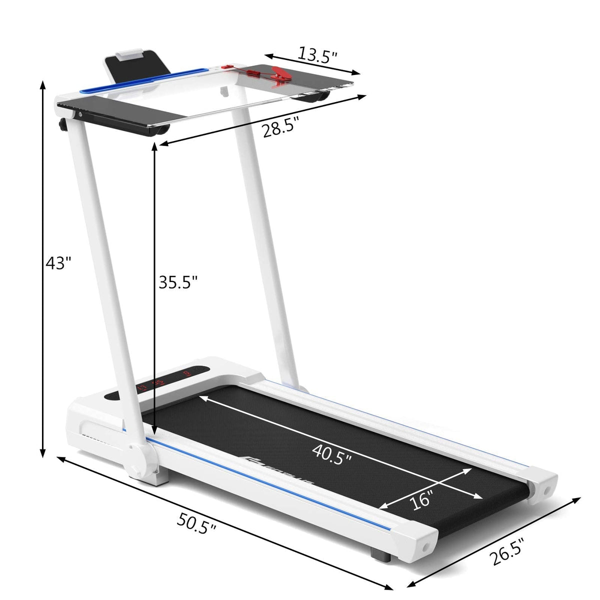 Goplus 3 in 1 Under Desk Treadmill Walking Pad with Removable Desktop - Prioka