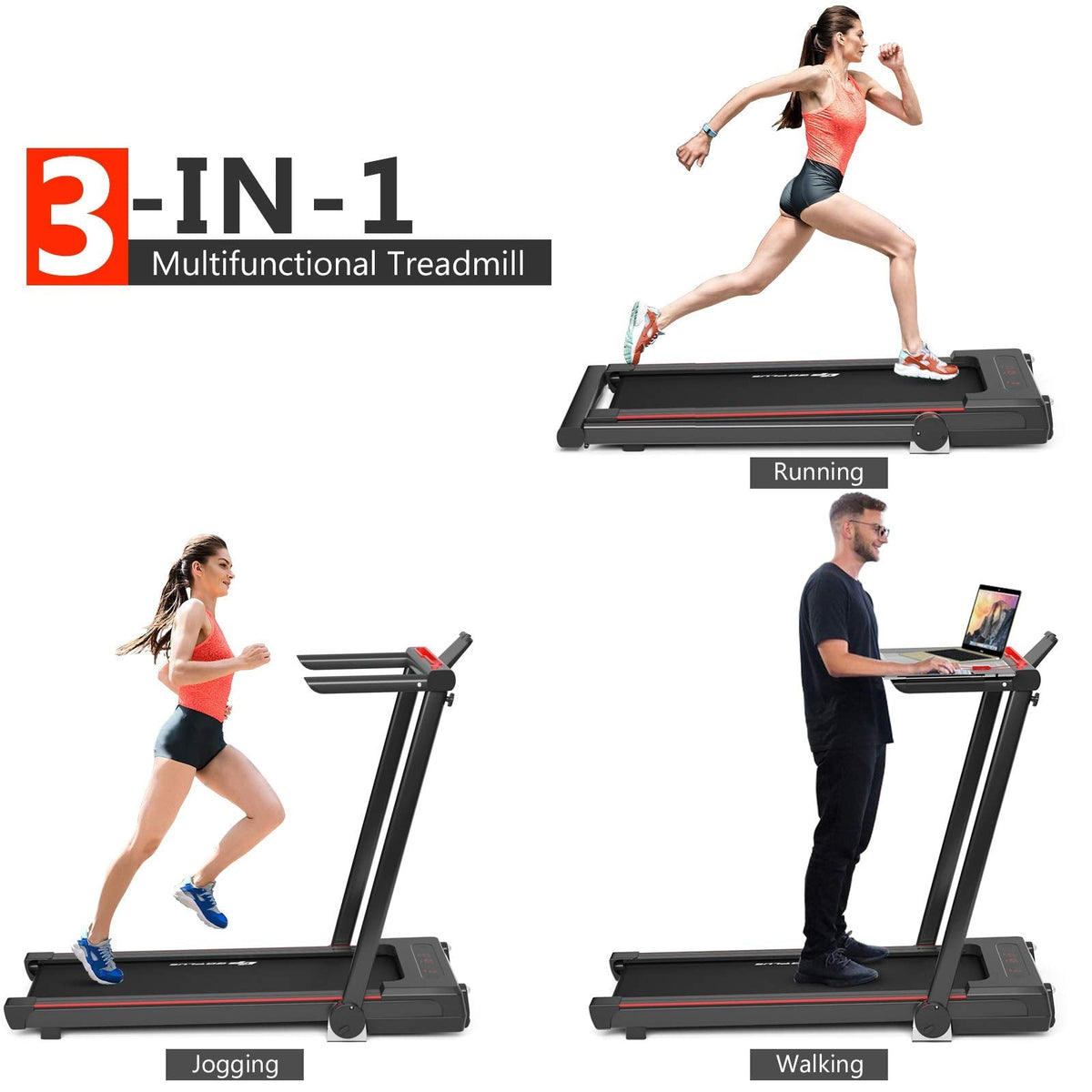 Goplus 3 in 1 Under Desk Treadmill Walking Pad with Removable Desktop - Prioka