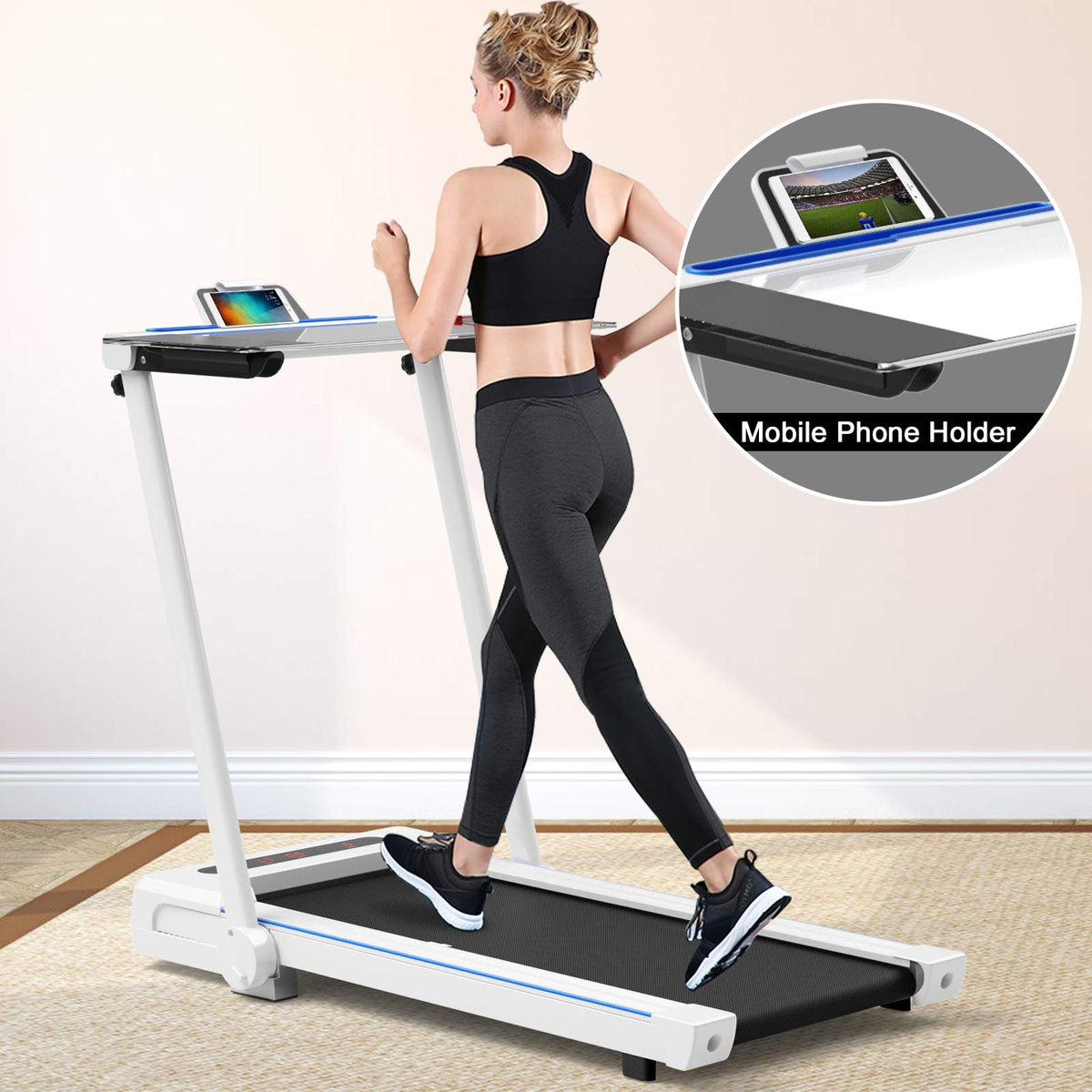 Goplus 3 in 1 Under Desk Treadmill Walking Pad with Removable Desktop - Prioka