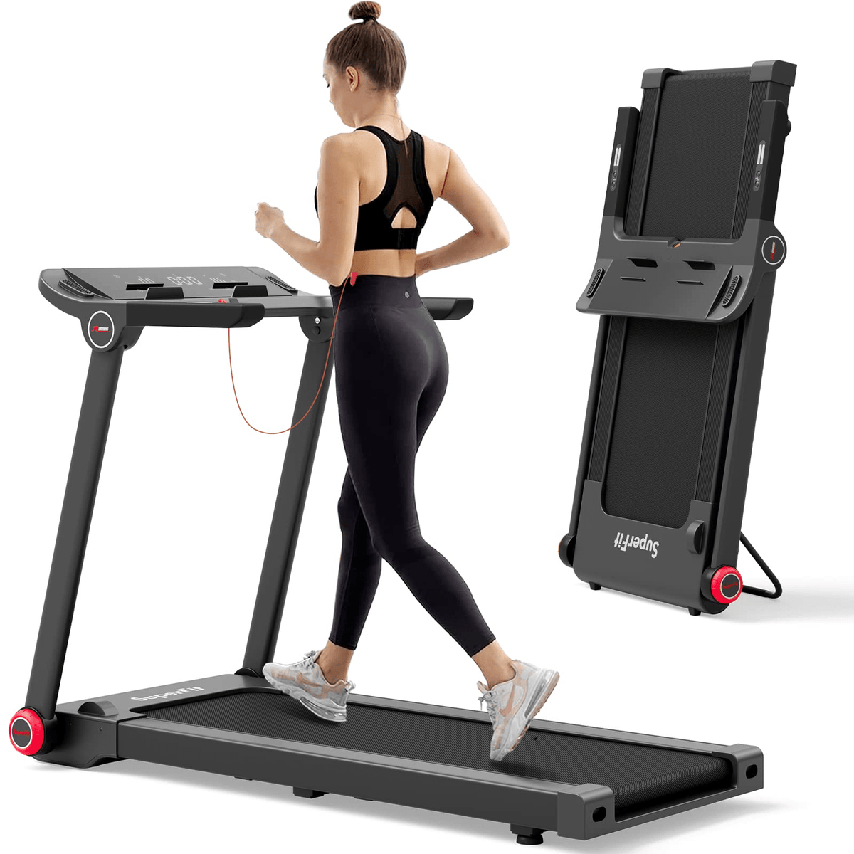 Goplus 3.75HP Folding Treadmill, Freestanding Superfit Treadmill with APP, 12 Preset Programs - Prioka