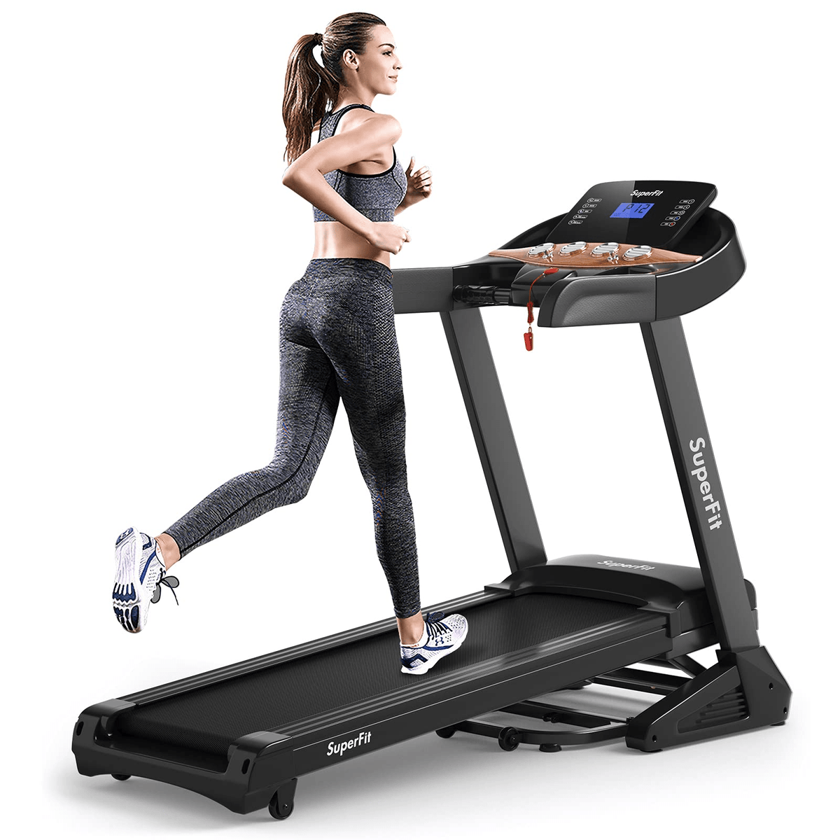 Goplus 3.75HP Folding Treadmill with Incline, Electric Superfit Treadmill w/App Control, 12 Preset & 3 Custom Programs - Prioka