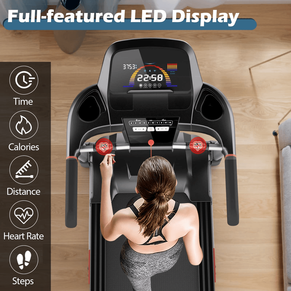 Goplus 4.75HP Folding Treadmill for Home Gym, Commercial Heavy Duty Superfit Treadmill with 15% Auto Incline - Prioka