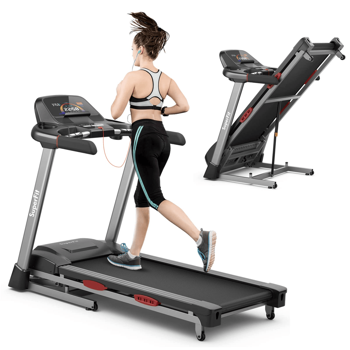 Goplus 4.75HP Folding Treadmill for Home Gym, Commercial Heavy Duty Superfit Treadmill with 15% Auto Incline - Prioka