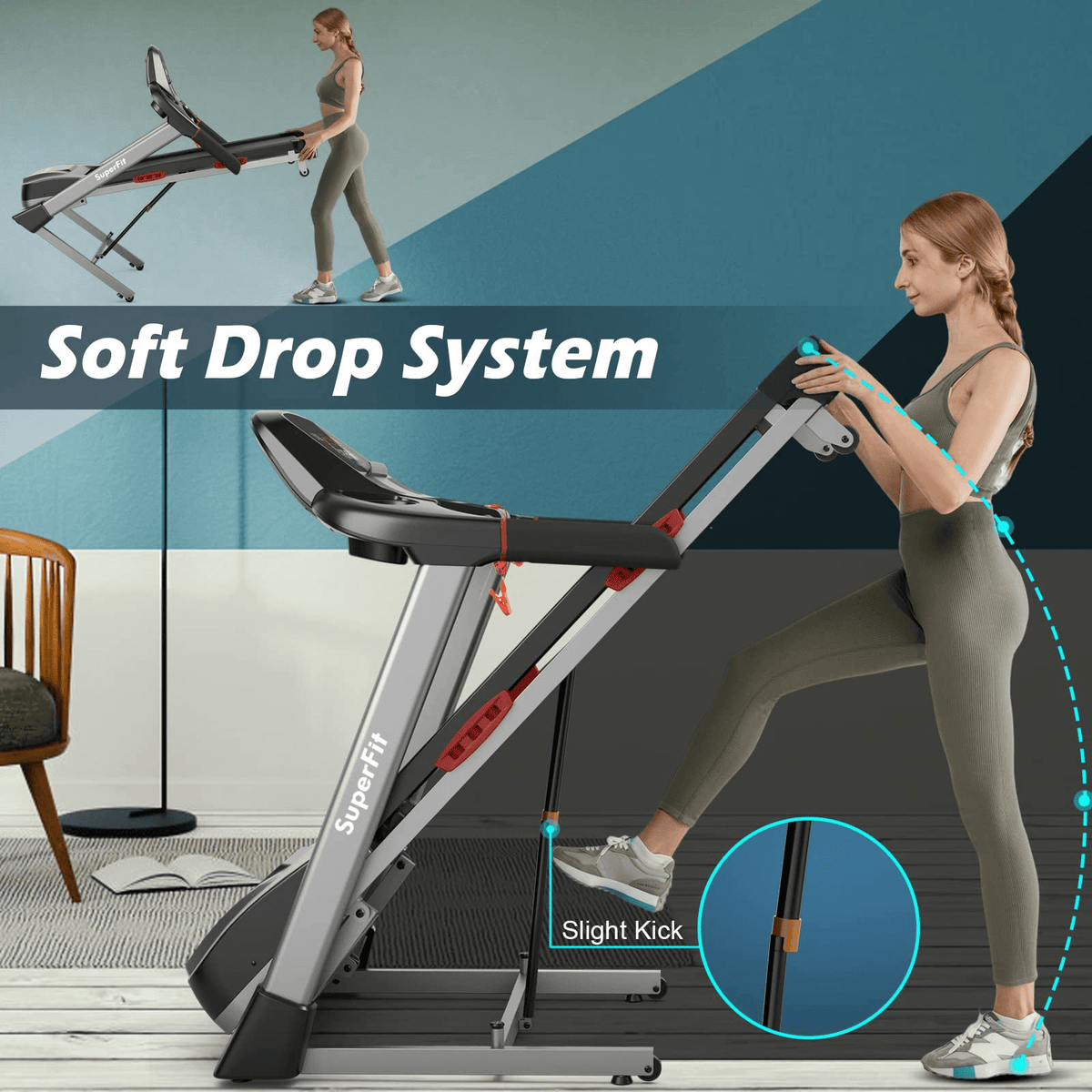 Goplus 4.75HP Folding Treadmill for Home Gym, Commercial Heavy Duty Superfit Treadmill with 15% Auto Incline - Prioka