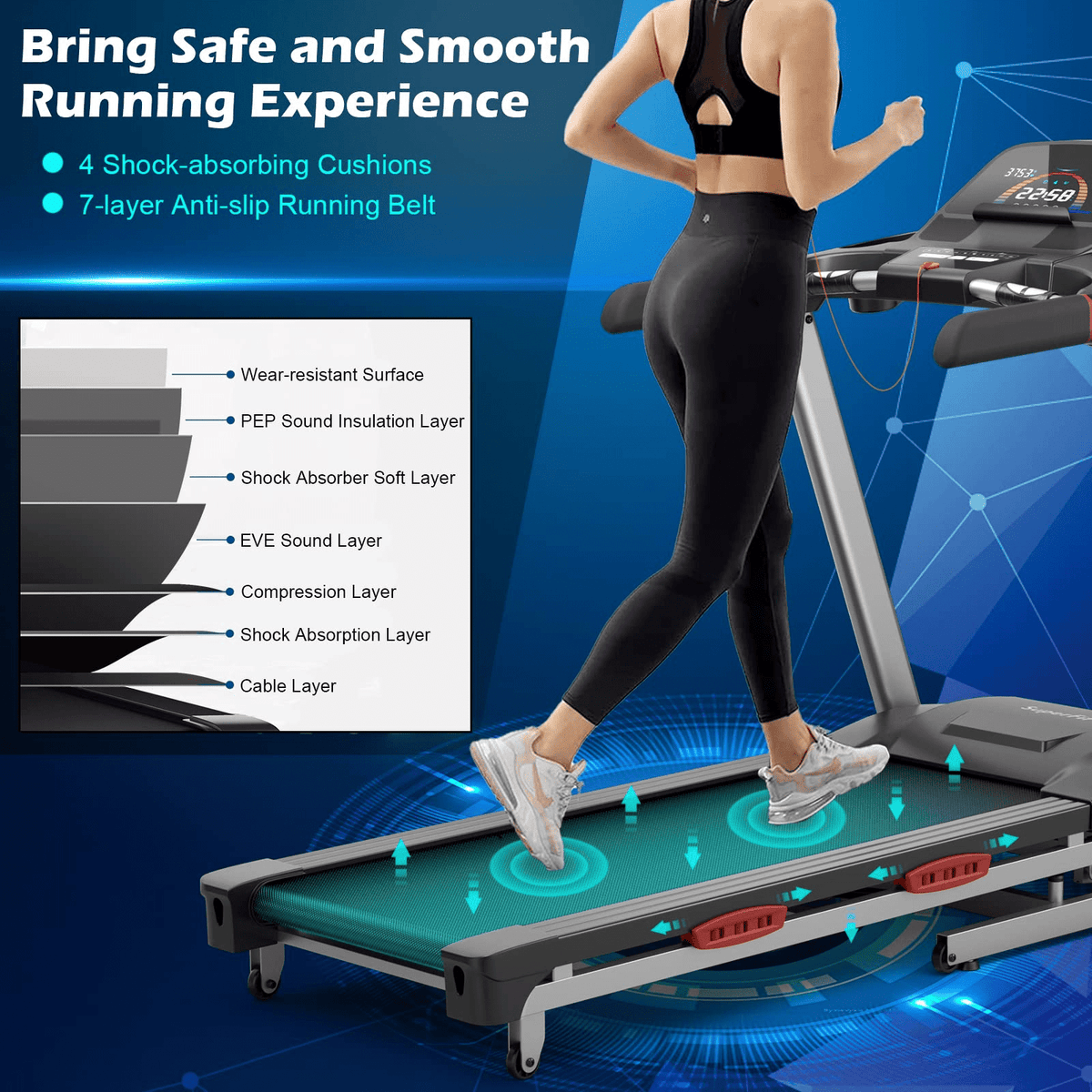 Goplus 4.75HP Folding Treadmill for Home Gym, Commercial Heavy Duty Superfit Treadmill with 15% Auto Incline - Prioka