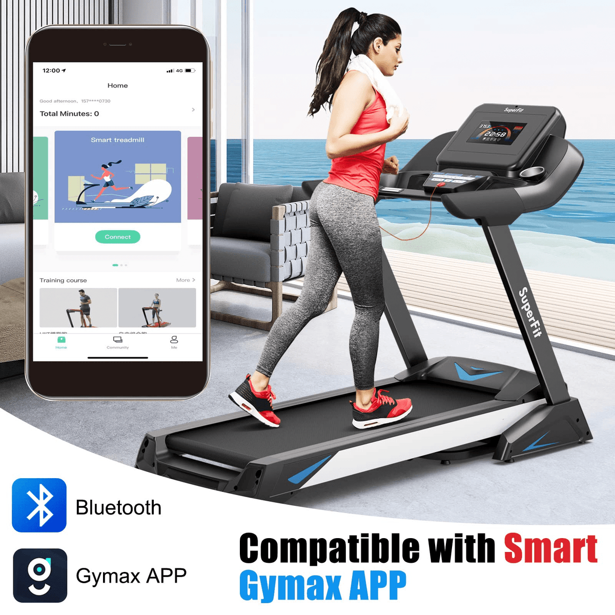 Goplus 4.75HP Folding Treadmill with 15% Auto Incline and APP, Commercial Heavy Duty Superfit Treadmill with 20 Preset Programs - Prioka