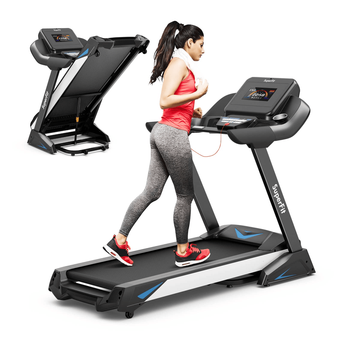 Goplus 4.75HP Folding Treadmill with 15% Auto Incline and APP, Commercial Heavy Duty Superfit Treadmill with 20 Preset Programs - Prioka