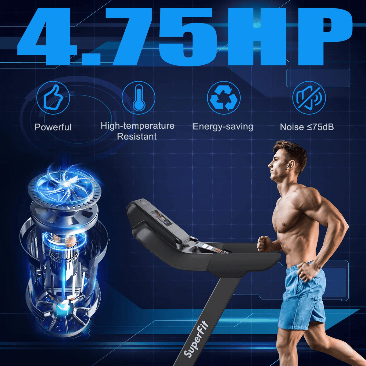 Goplus 4.75HP Folding Treadmill with 15% Auto Incline and APP, Commercial Heavy Duty Superfit Treadmill with 20 Preset Programs - Prioka