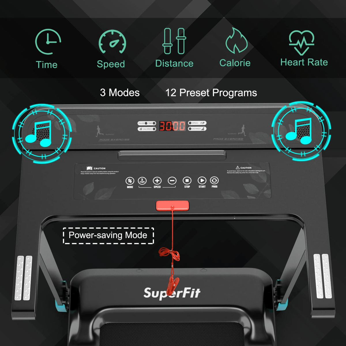 Goplus Folding Treadmill, Compact Superfit Treadmill with APP Control, Blue Tooth Speaker - Prioka