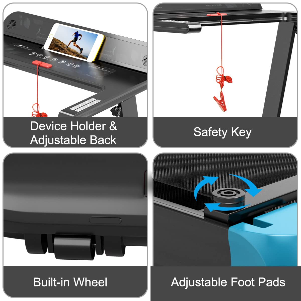 Goplus Folding Treadmill, Compact Superfit Treadmill with APP Control, Blue Tooth Speaker - Prioka