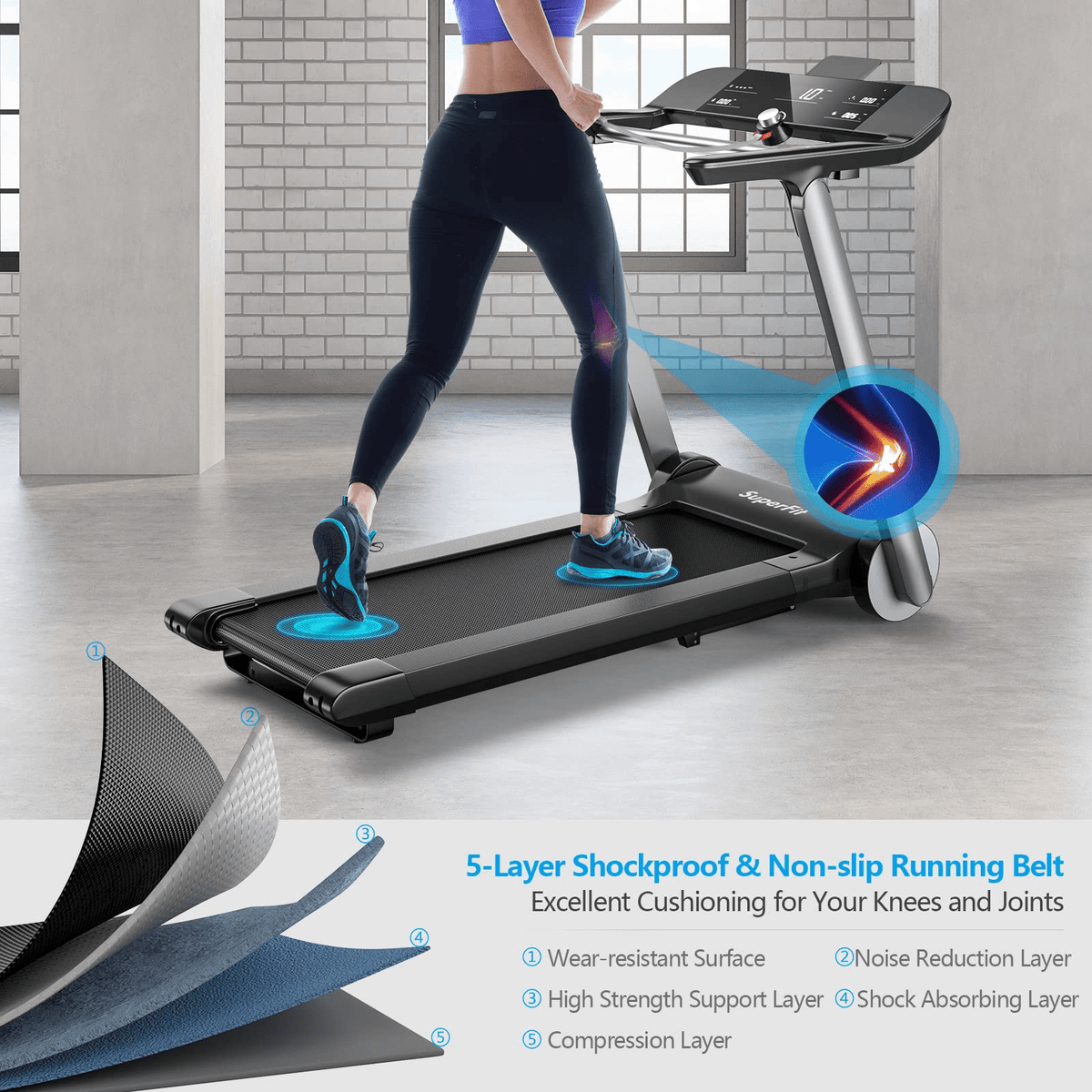 Goplus Heavy Duty Folding Treadmill for Gym - Prioka