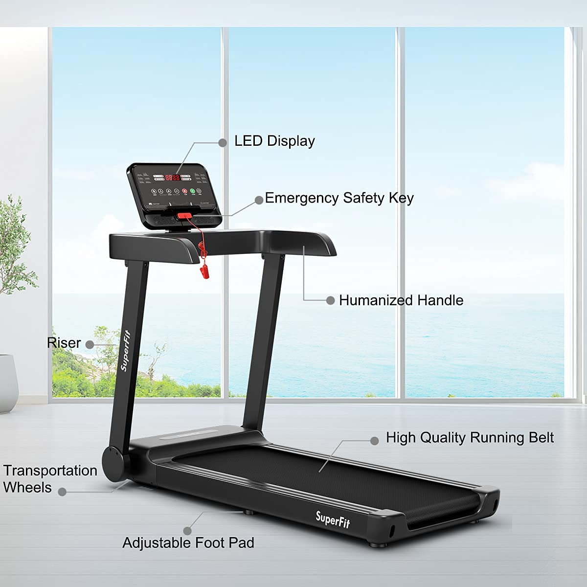 Goplus Heavy Duty Treadmill for Gym, Superfit Electric Treadmill with App Control - Prioka