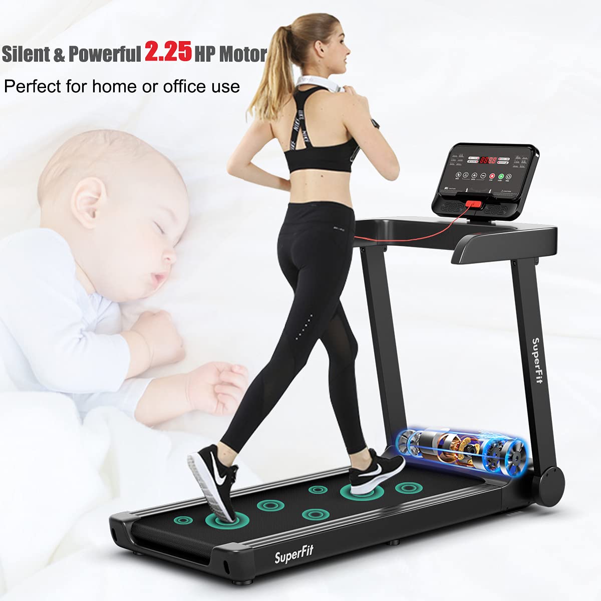 Goplus Heavy Duty Treadmill for Gym, Superfit Electric Treadmill with App Control - Prioka