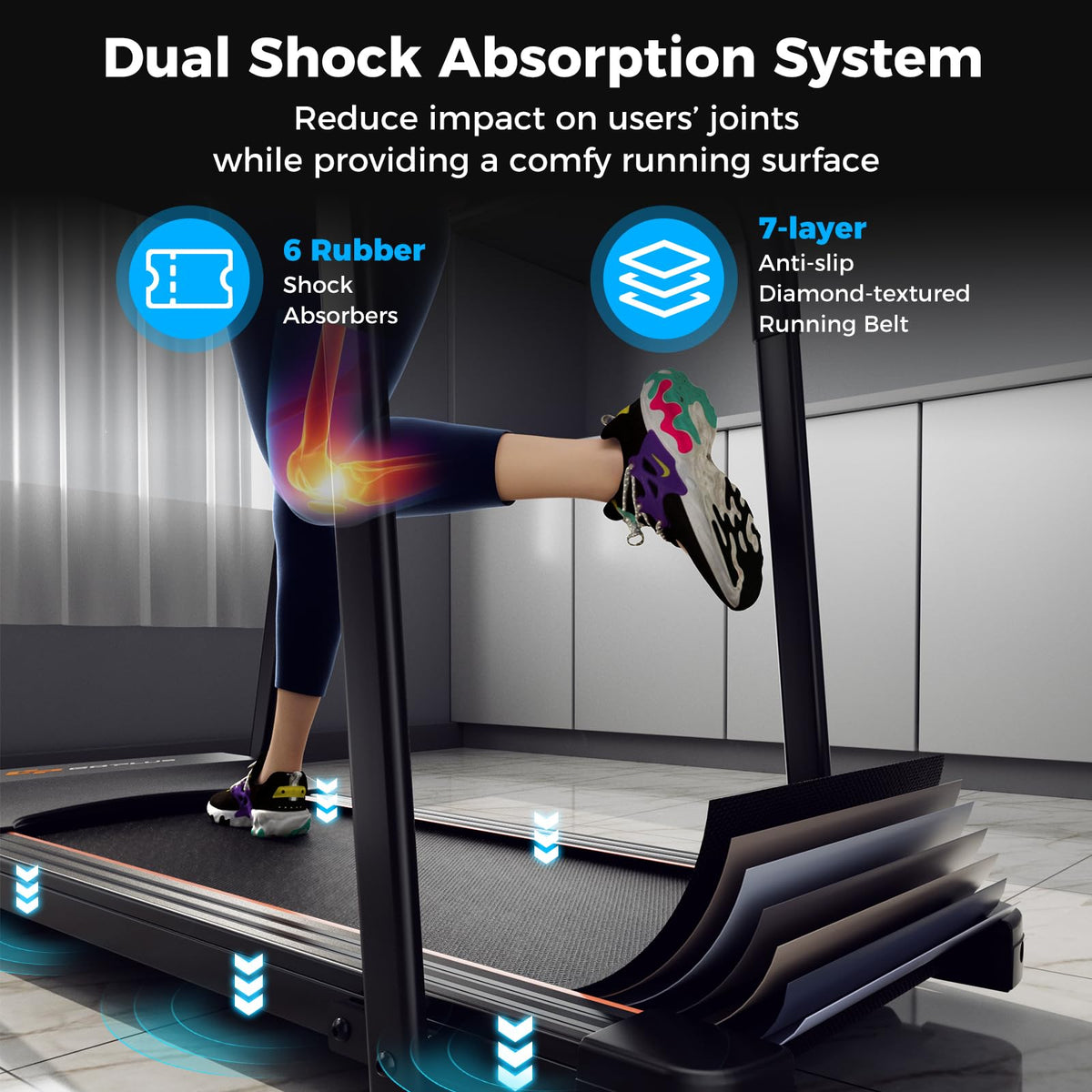 Goplus Walking Treadmill for Senior with Long Handrail, 300 lbs Capacity, Recovery Fitness Exercise Machine for Home with Pulse Sensors - Prioka