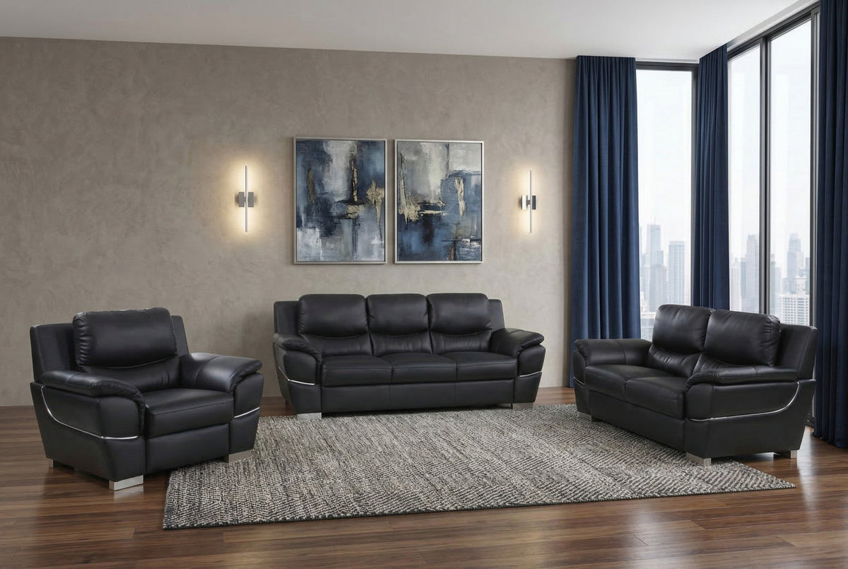 Hamilton Leather Seating Set – Black - Prioka