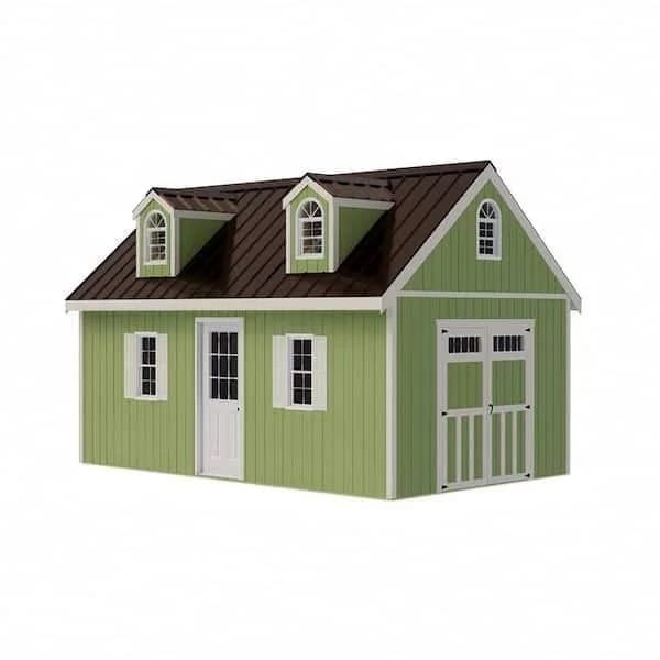 Hampton 12 ft. W x 16 ft. D Wood Storage Shed Kit with Floor (192 Sq. ft.) Installtion Included - Prioka
