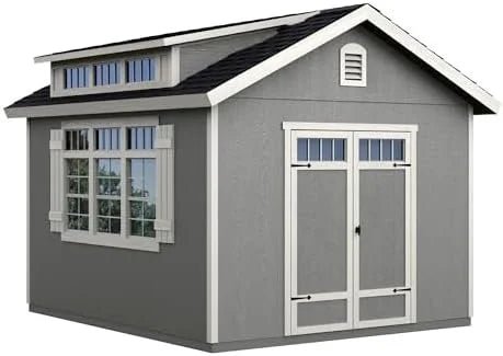 Handy Home Products Windemere 10×12 Do-it-Yourself Wooden Storage Shed with Floor, Beiges - Prioka
