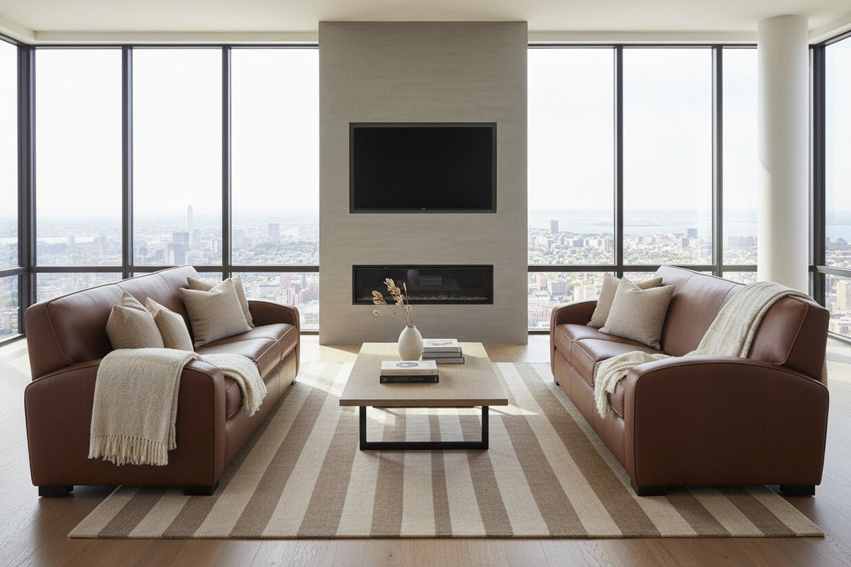 Hayden 81 Inch Contemporary Leather Sofa - Prioka