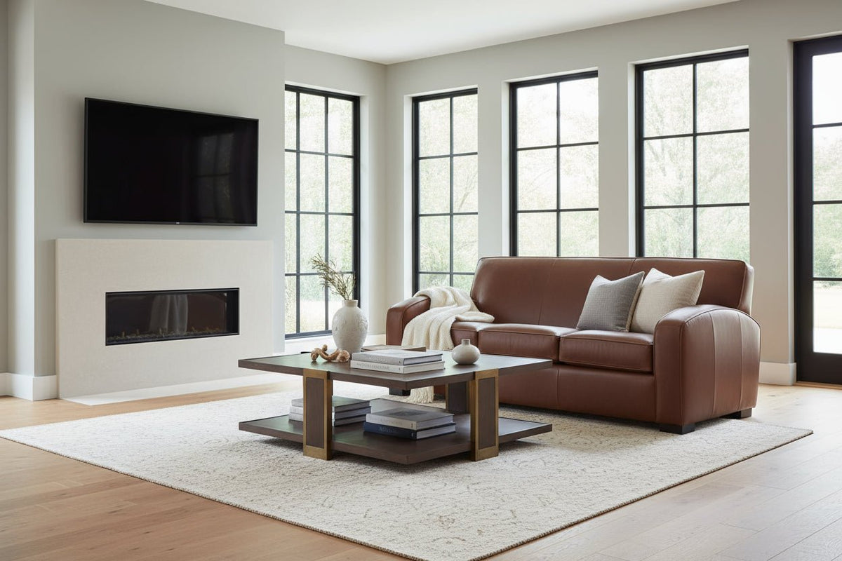 Hayden 81 Inch Contemporary Leather Sofa - Prioka