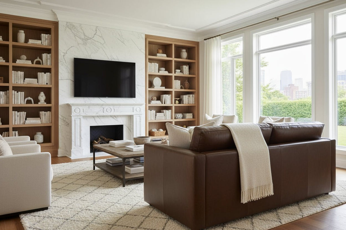 Haywood 84 Inch Modern Small Leather Sofa - Prioka