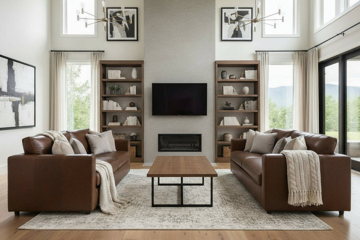 Haywood 84 Inch Modern Small Leather Sofa - Prioka