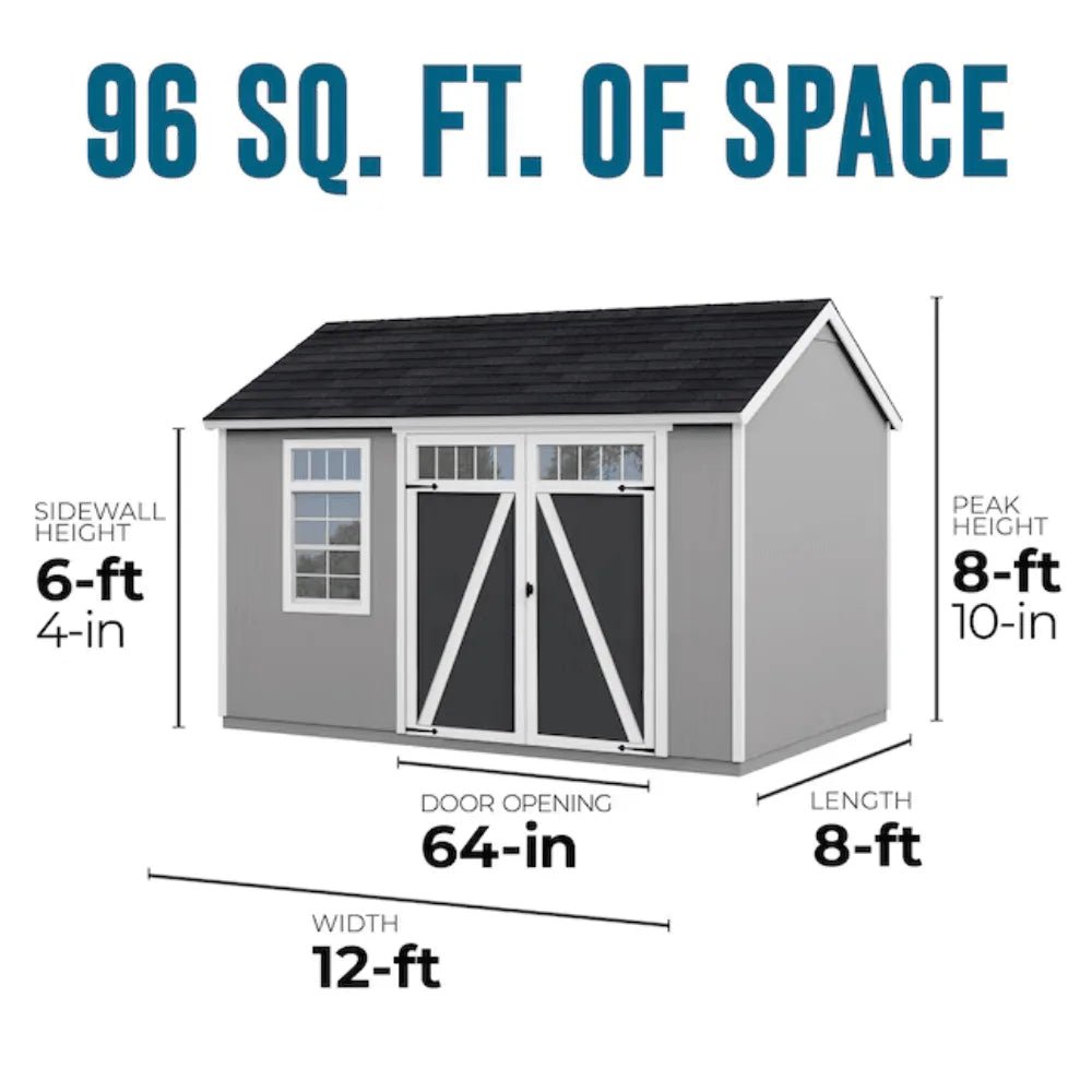 Heartland Coronado 12 x 8 ft Saltbox Wood Outdoor Storage Shed with Windows and Doors - Prioka