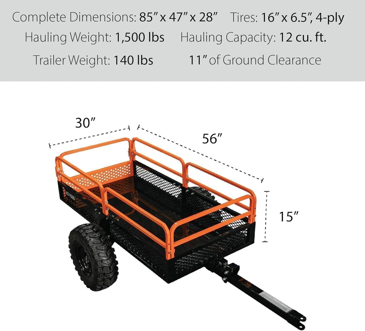 Impact Implements 1500 lb Utility Cargo Trailer with Pivot Dump for ATV, UTV, and Lawn Tractor - Prioka