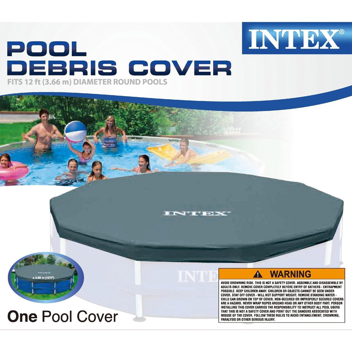 Intex 12 Foot x 30 In. Above Ground Pool & Intex 12 Foot Round Pool Cover - Prioka