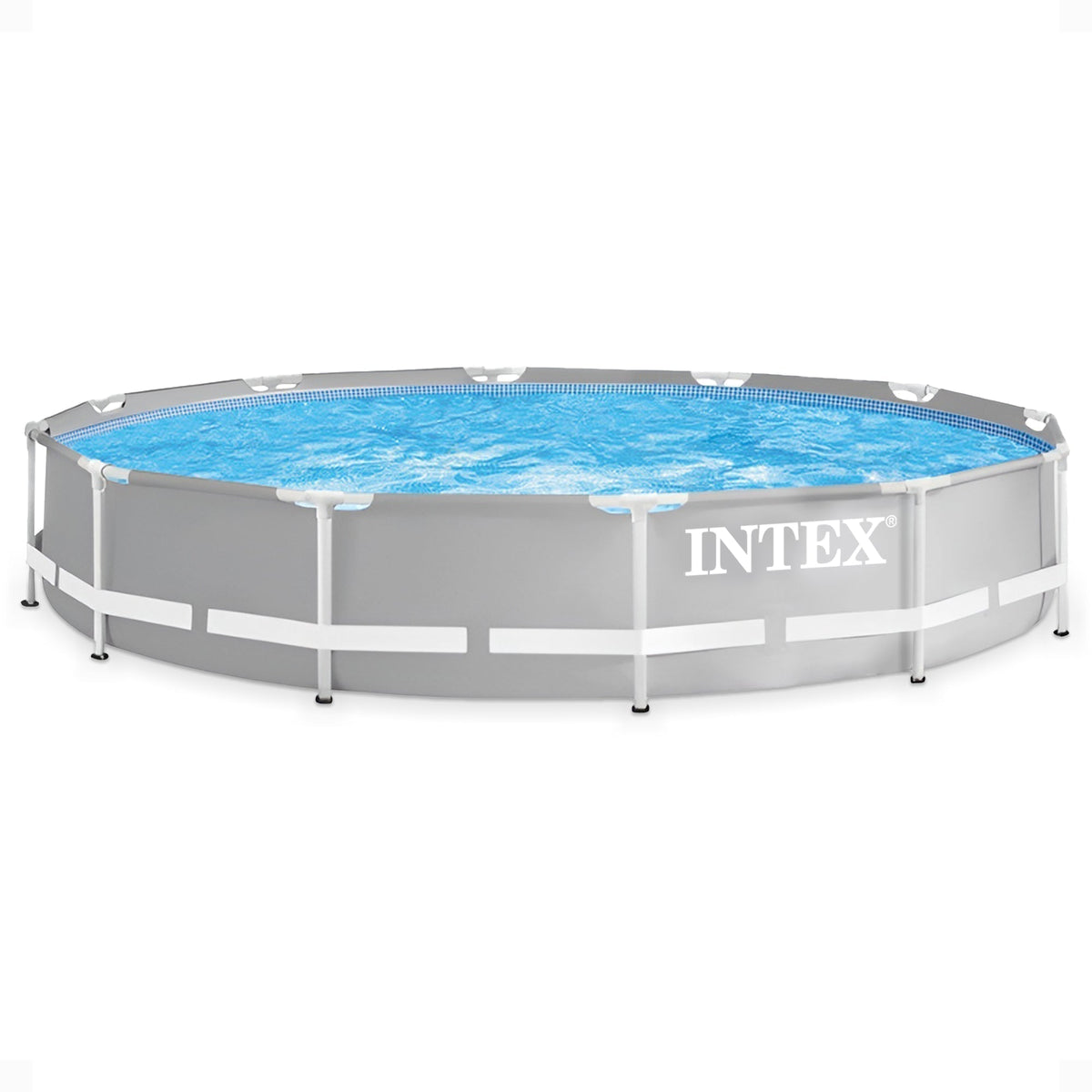 Intex 12 foot x 30 inch Prism Frame Round Above Ground Swimming Pool, (No Pump) - Prioka