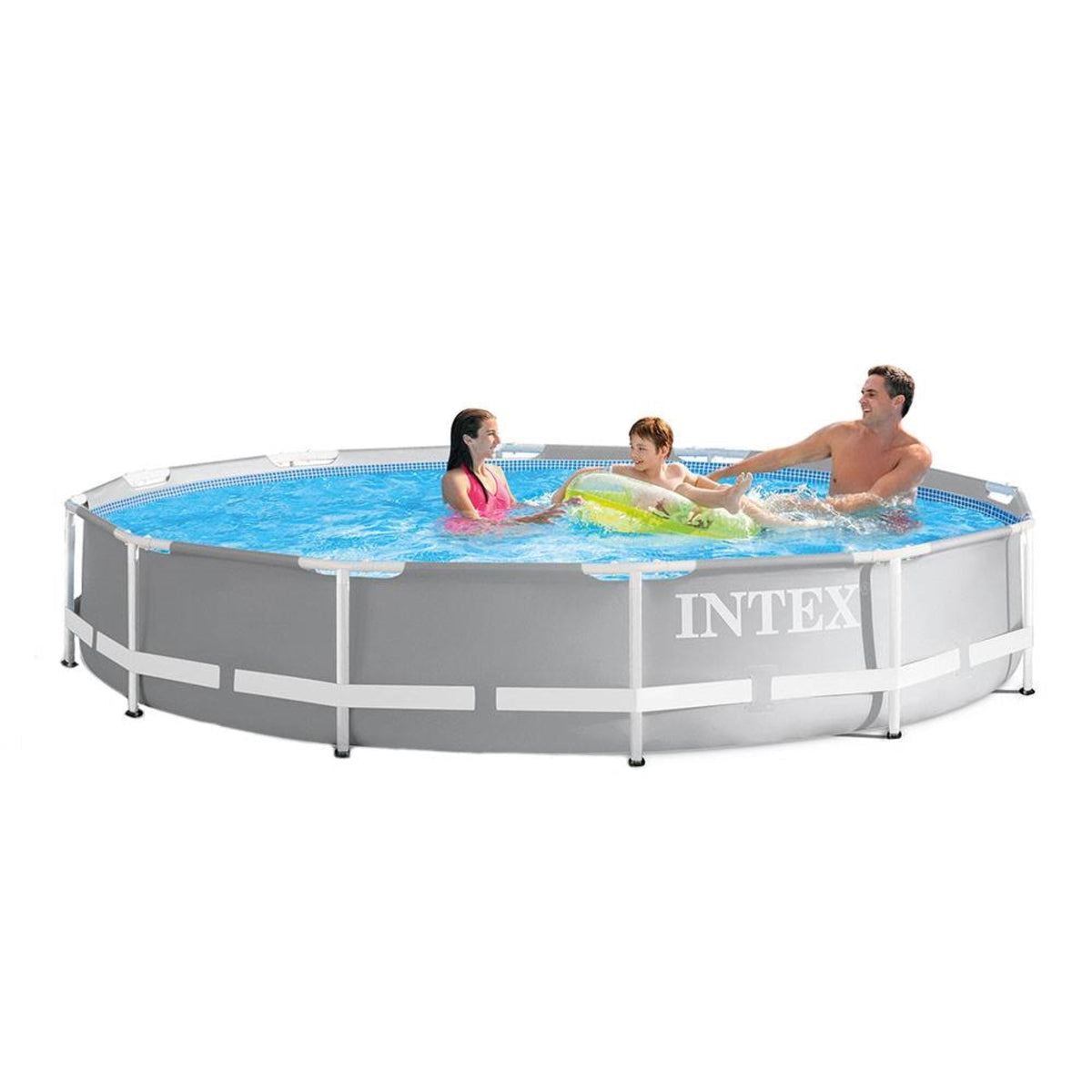 Intex 12ft x 30in Prism Frame Above Ground Round Swimming Pool & Robot Vacuum - Prioka