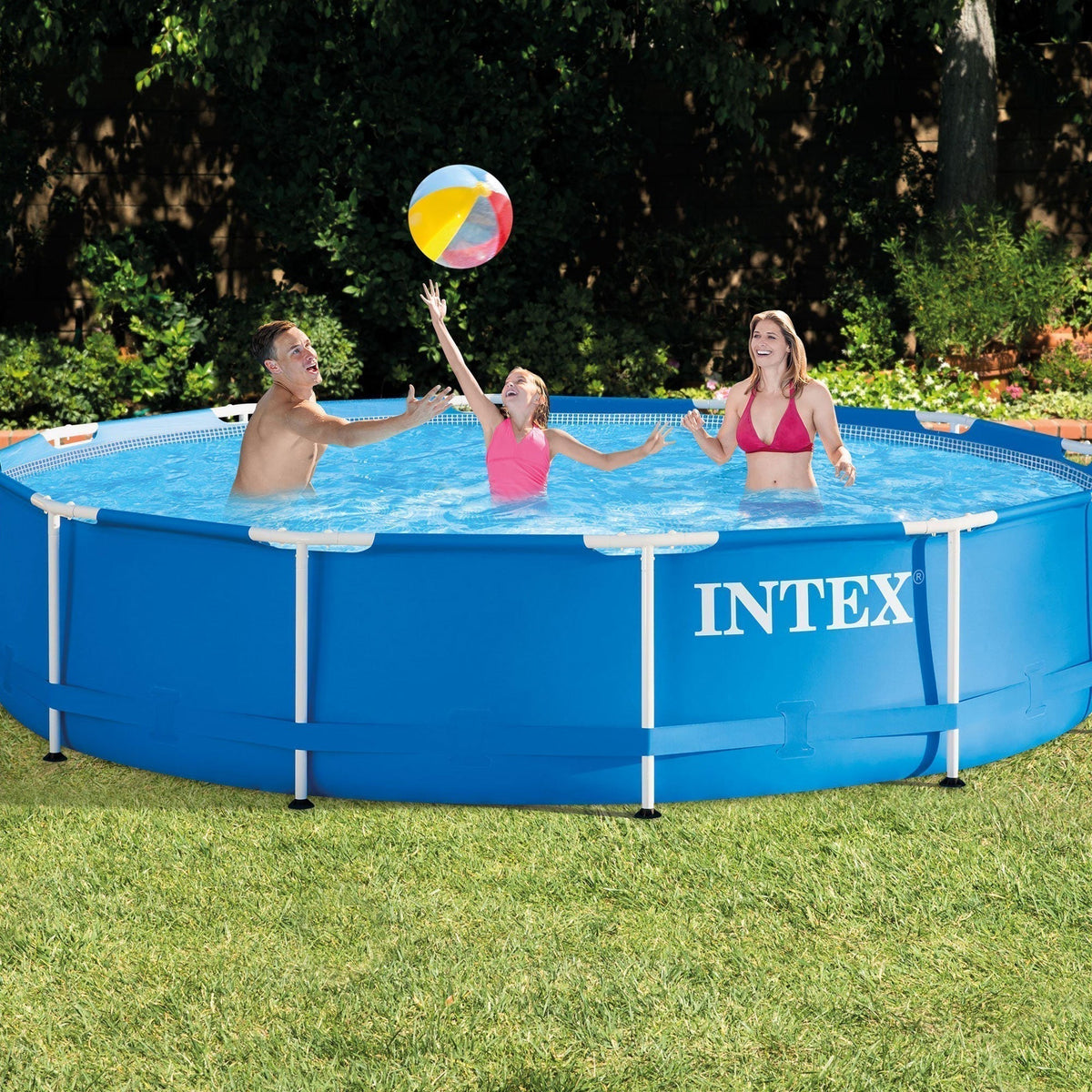INTEX 12'x30" Metal Frame Swimming Pool with Filter Pump & Pool Cover (2-Pack) - Prioka