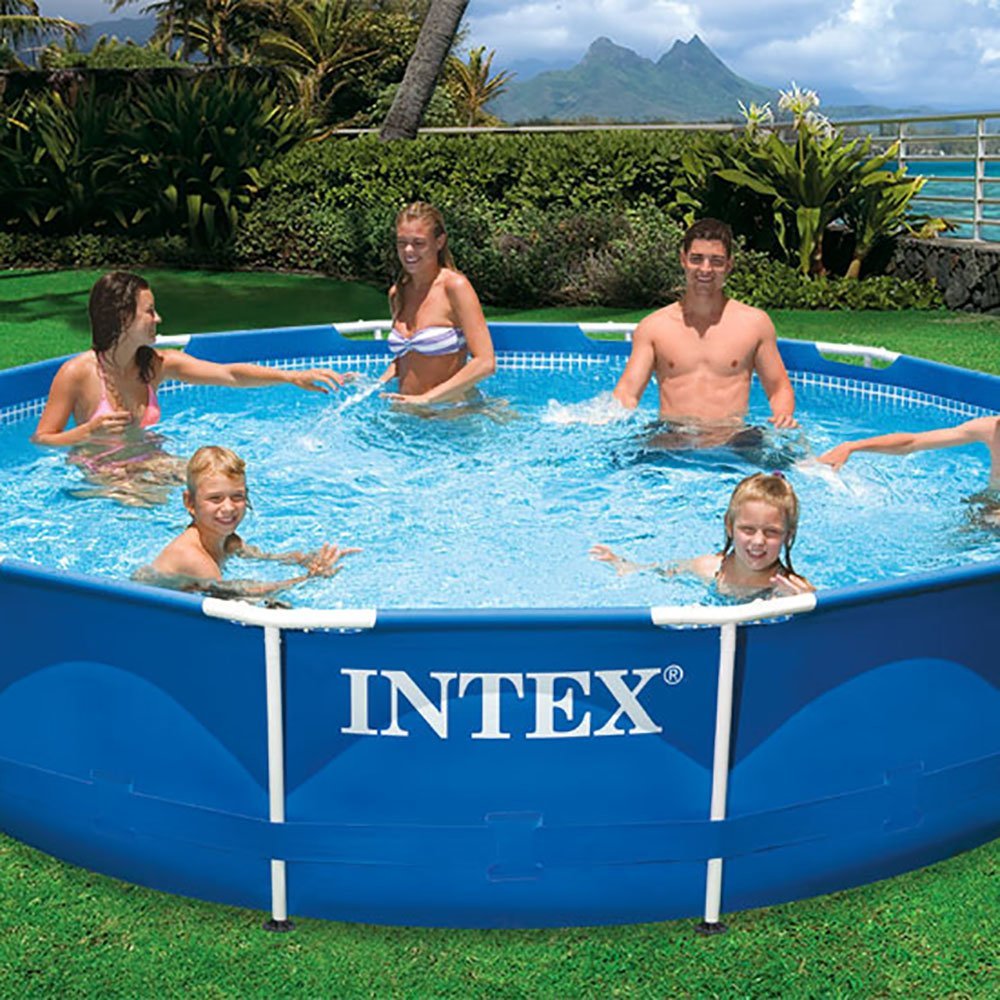 INTEX 12'x30" Metal Frame Swimming Pool with Filter Pump & Pool Cover (2-Pack) - Prioka