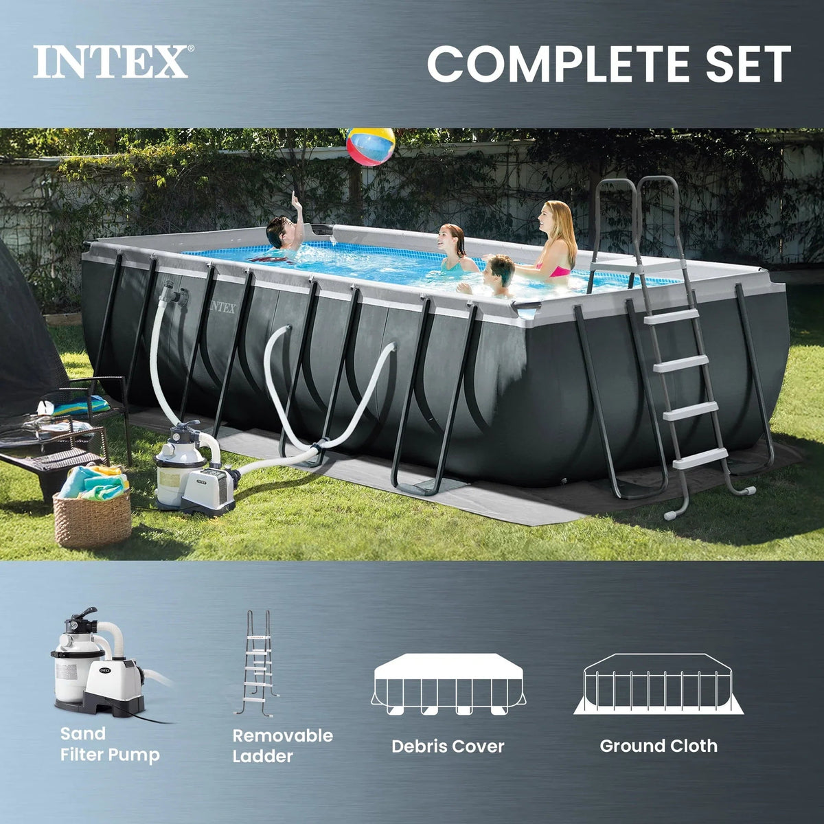 INTEX 18ft x 9ft x 52in Ultra XTR Above Ground Pool and Solar Pool Cover - Prioka