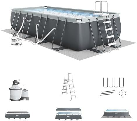 INTEX 26363EH Ultra XTR Deluxe Rectangular Above Ground Swimming Pool Set: 24ft x 12ft x 52in – Includes 2100 GPH Sand Filter Pump – Easy Assembly - Prioka
