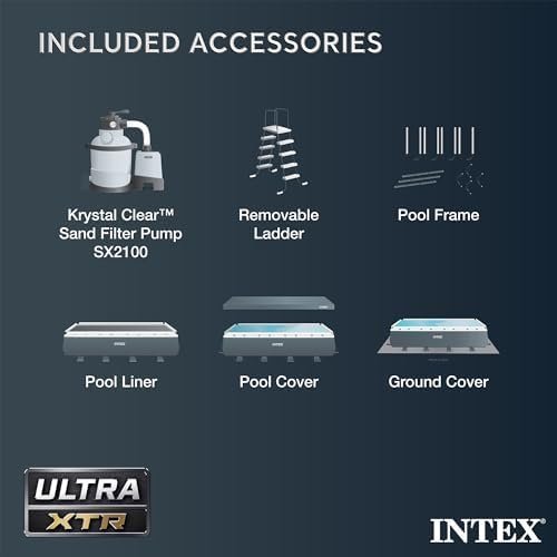 INTEX 26363EH Ultra XTR Deluxe Rectangular Above Ground Swimming Pool Set: 24ft x 12ft x 52in – Includes 2100 GPH Sand Filter Pump – Easy Assembly - Prioka