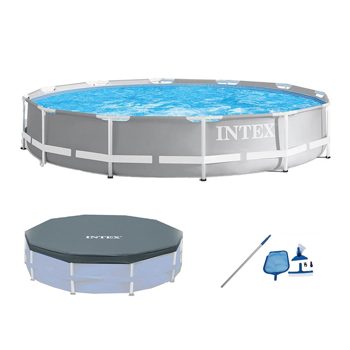 Intex 26711EH 12ft x 30in Prism Above Ground Pool Set w/ Cover & Maintenance Kit - Prioka