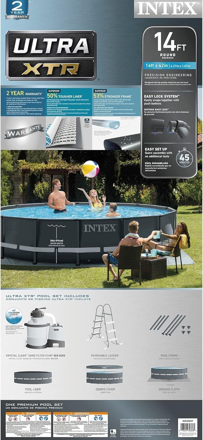 Intex Ultra XTR 14 ft. Round 42 in. Deep Soft Sided Above Ground Swimming Pool - Prioka