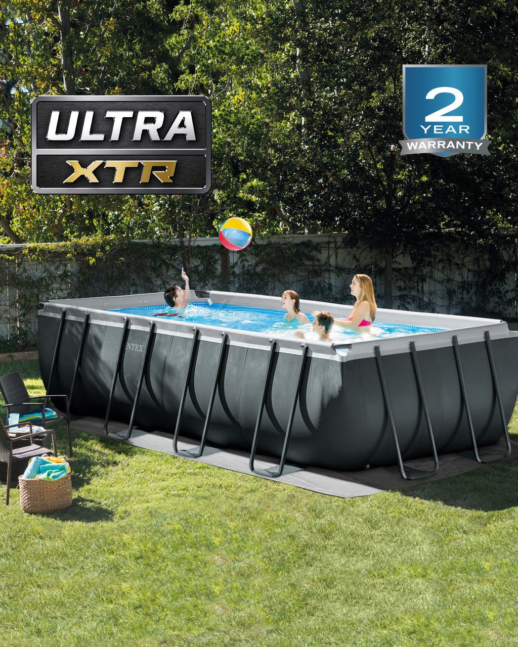 Intex Ultra XTR 18 ft. x 9 ft. Rectangular 52 in. Deep Above Ground Pool Set - Prioka