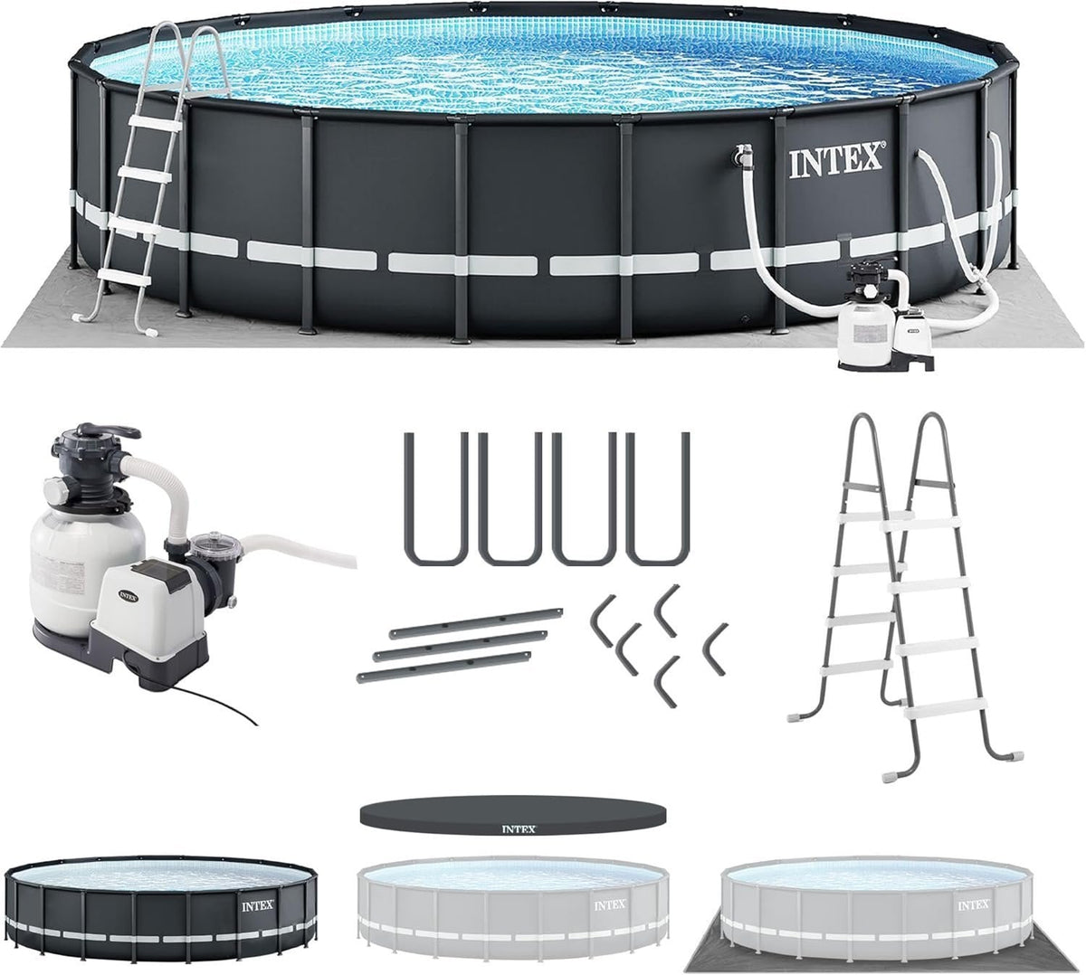 INTEX Ultra XTR Frame Round Above Ground Swimming Pool Set with Pump - Prioka