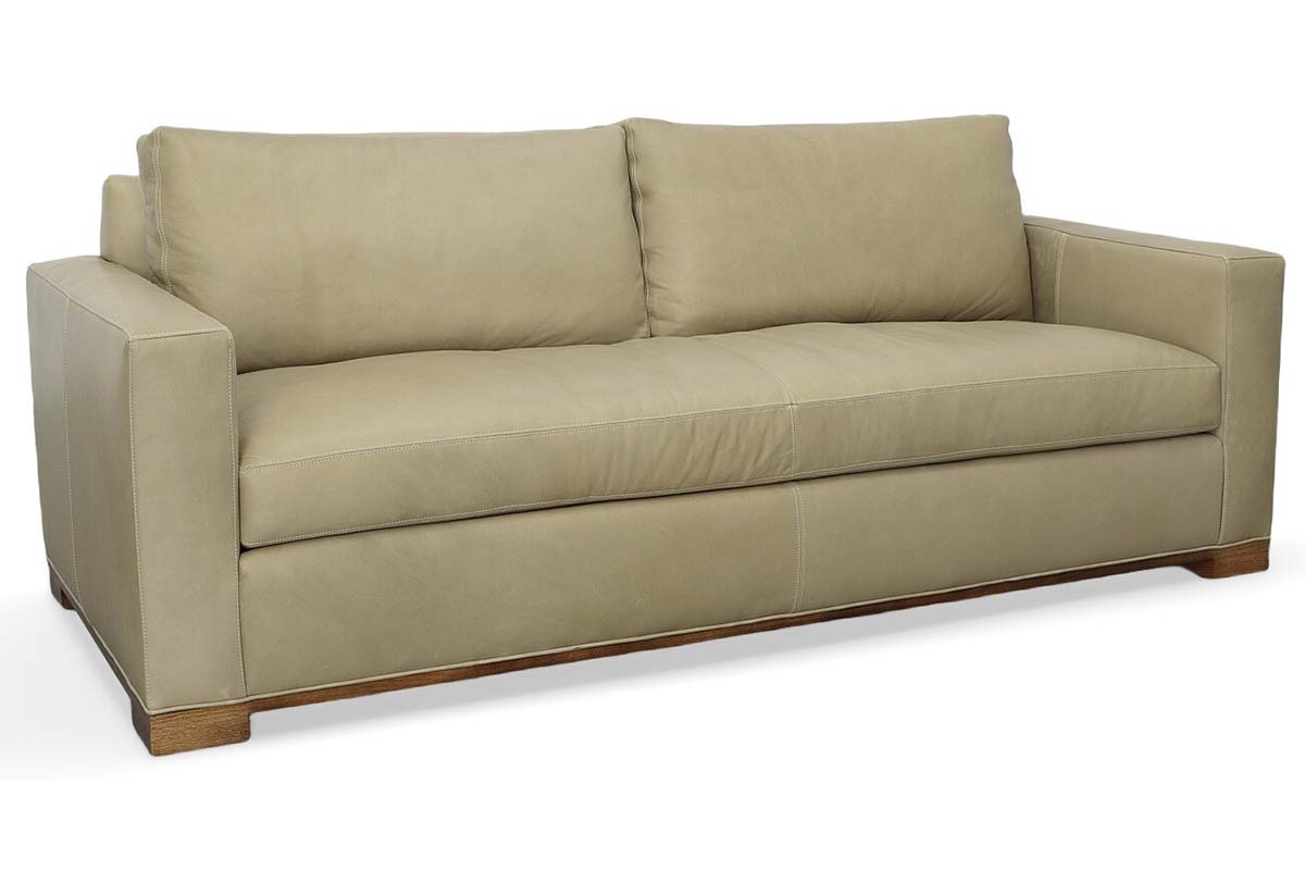 Jasper Bench Seat Track Arm Leather Sofa Or Sleeper Sofa - Prioka