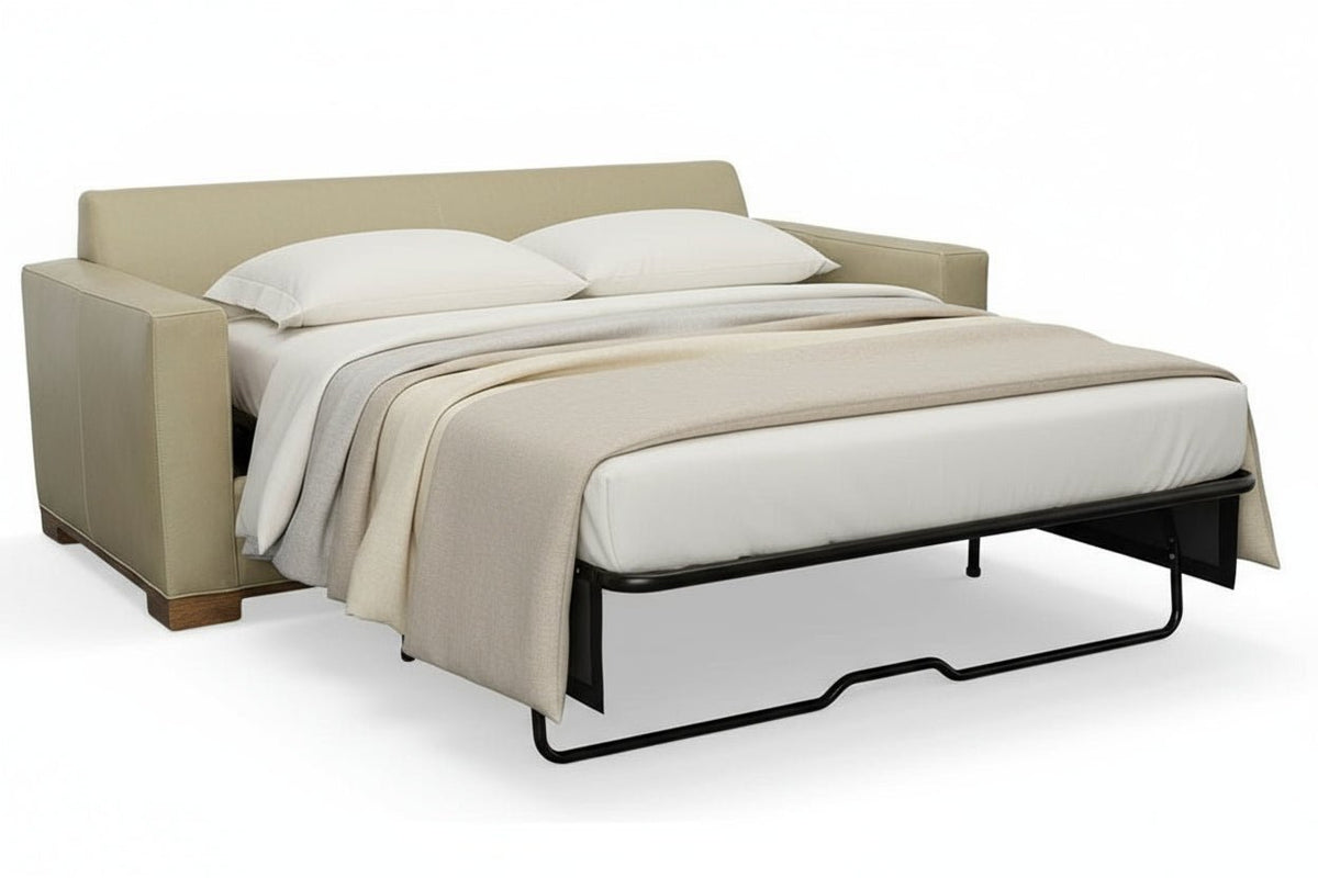 Jasper Bench Seat Track Arm Leather Sofa Or Sleeper Sofa - Prioka