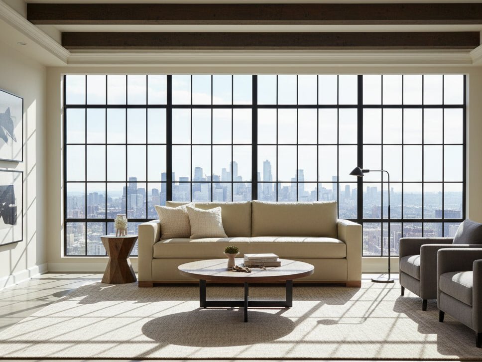 Jasper Bench Seat Track Arm Leather Sofa Or Sleeper Sofa - Prioka