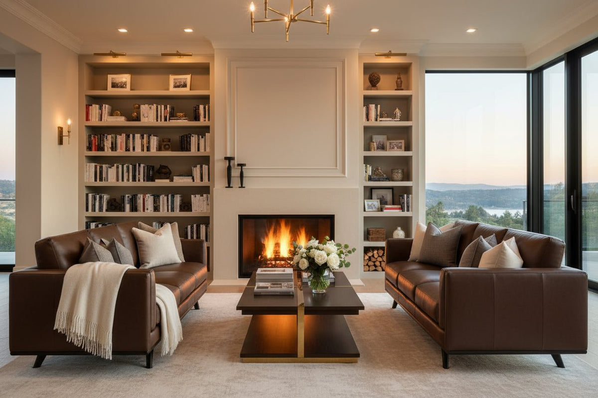Jude Mid-Century Modern Leather Sofa Collection - Prioka
