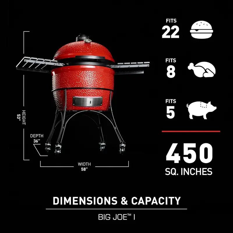Kamado Joe Big Joe I 24 in. Blaze Red Ceramic Charcoal Grills - Prioka