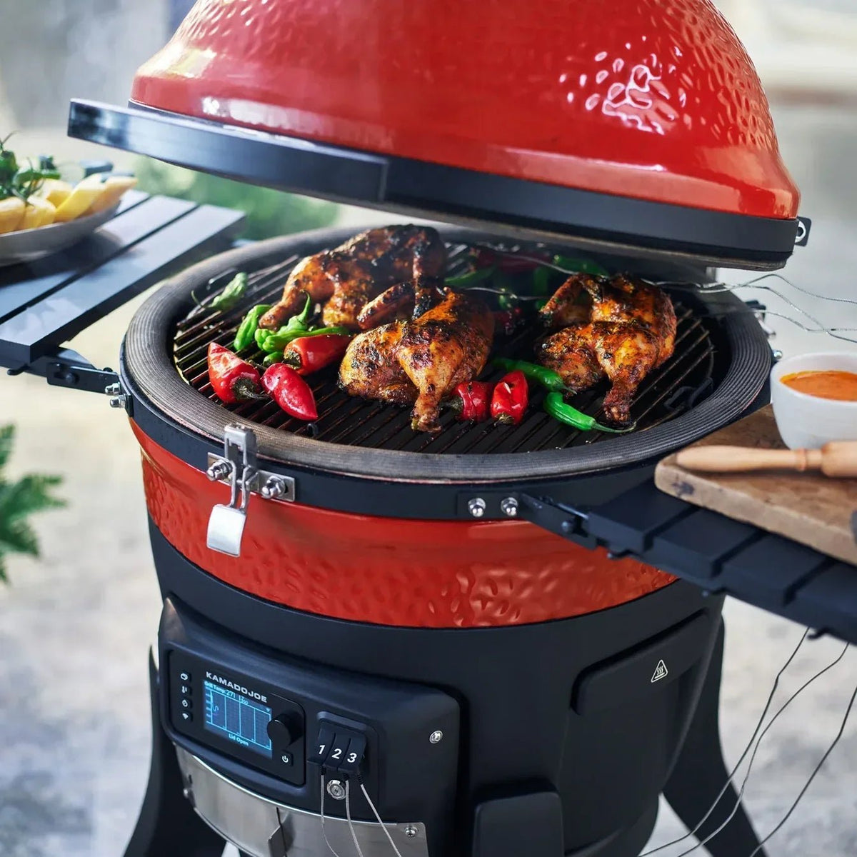 Kamado Joe Konnected Joe 18-Inch Digital Charcoal Grill and Smoker with Cart - Prioka