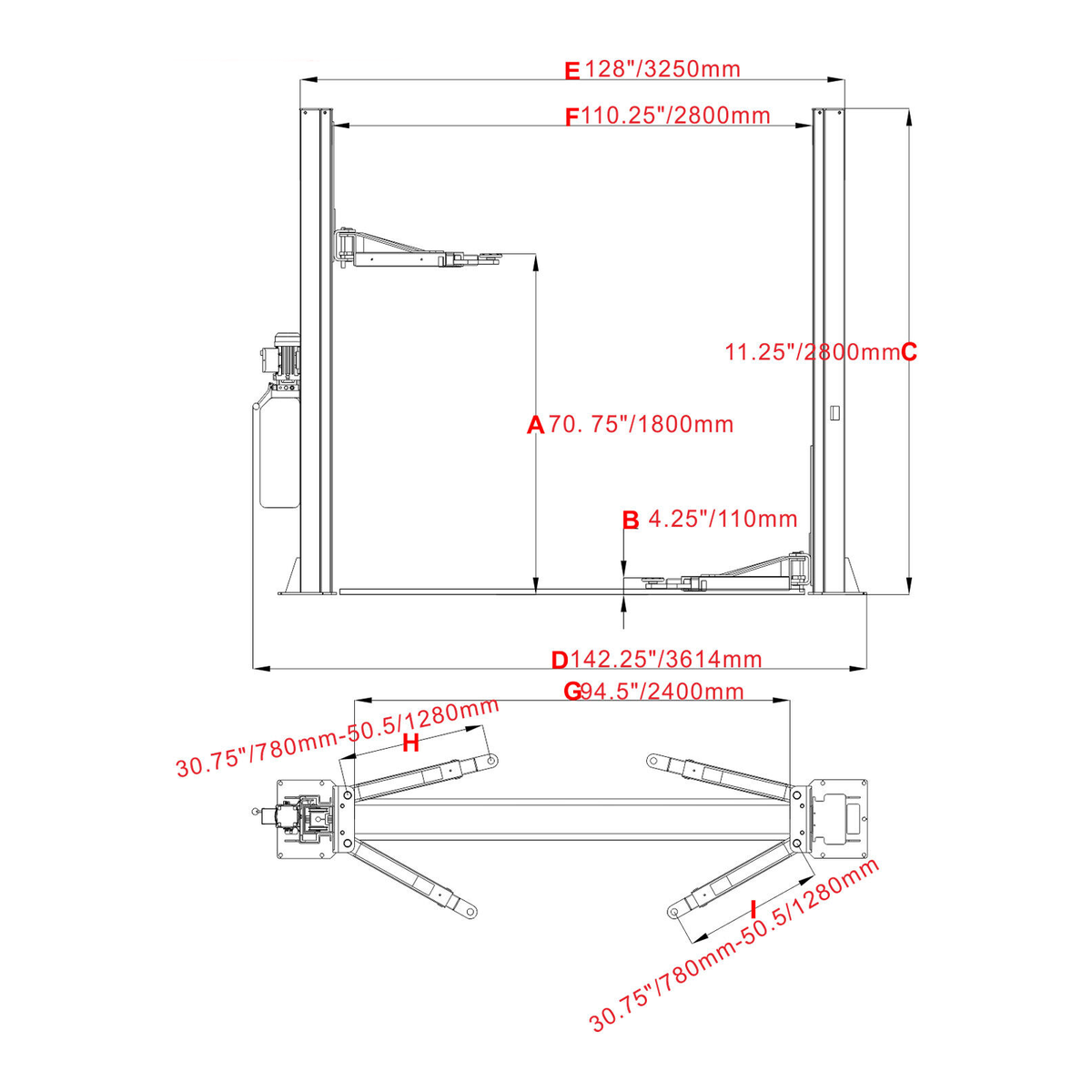 Vehicle Lift | Two Post | 10,000 lbs | Katool H100