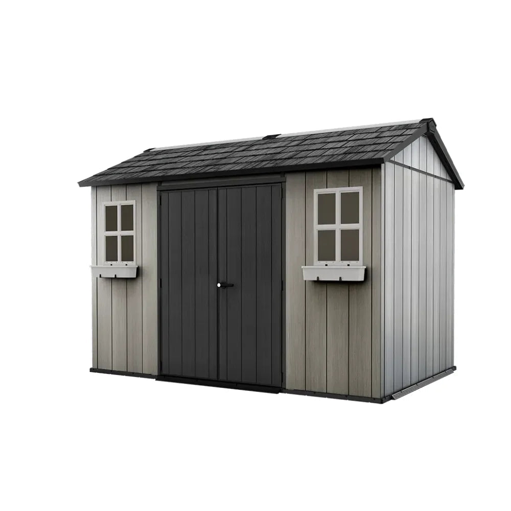 Keter Oakland 11×7.5 ft Grey Resin Outdoor Storage Shed - Prioka